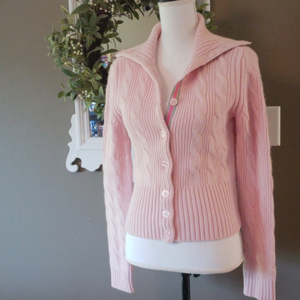 Tommy Hilfiger pink cable knit cardigan
